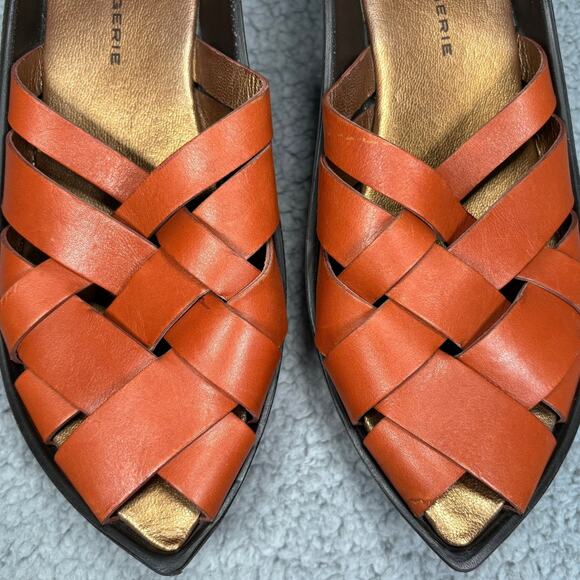 ROBERT CLERGERIE Mule 6.5 Platform Sandal Artsy Boho Asian Pointed Toe Woven - Picture 10 of 13